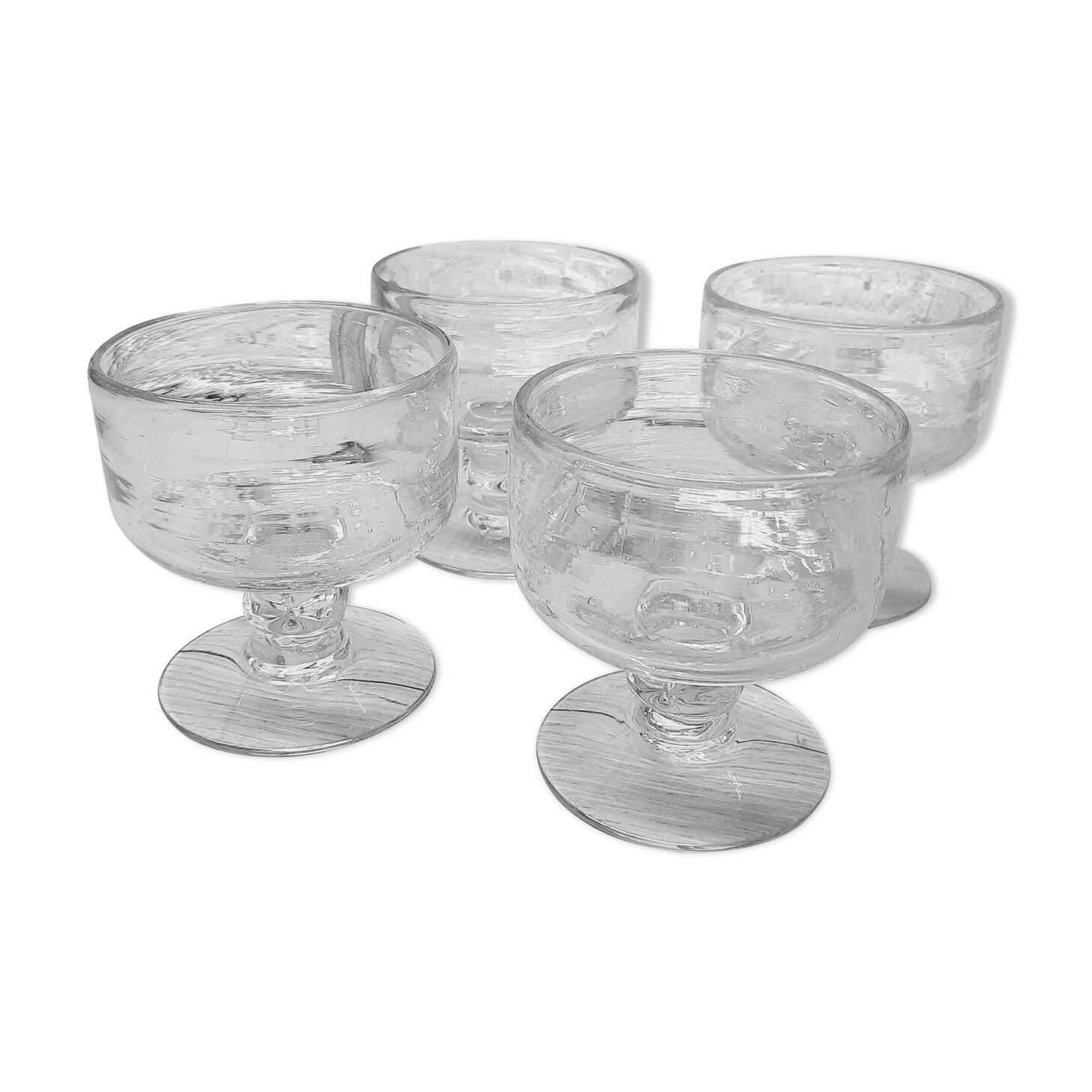Set 4 coupes  verre bullé