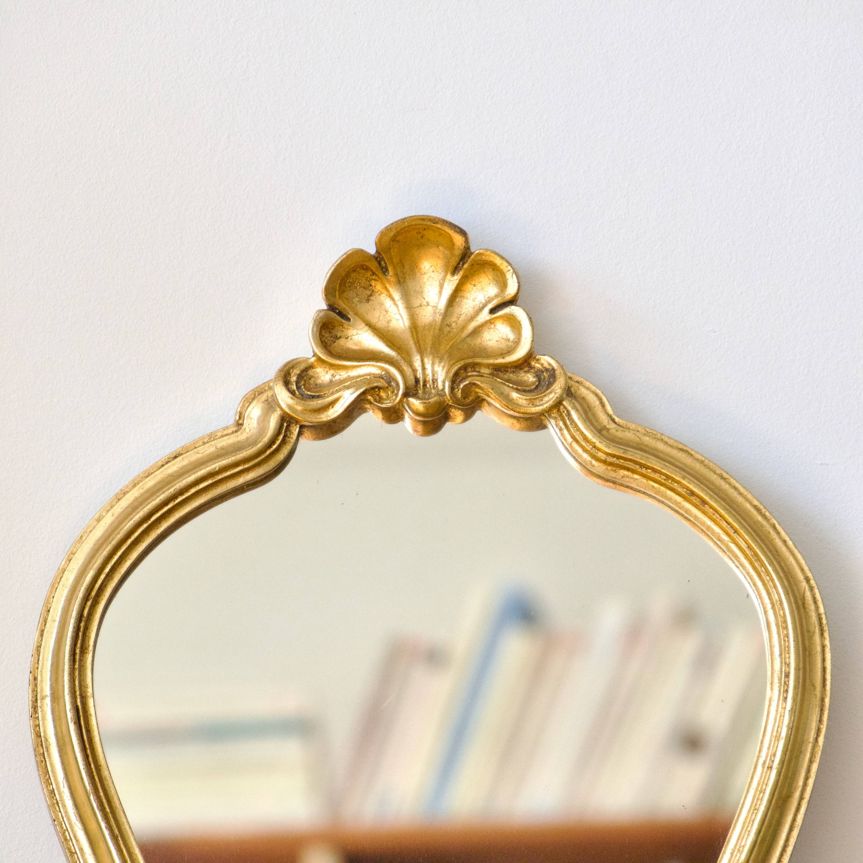 Baroque gold leaf gilded shell mirror