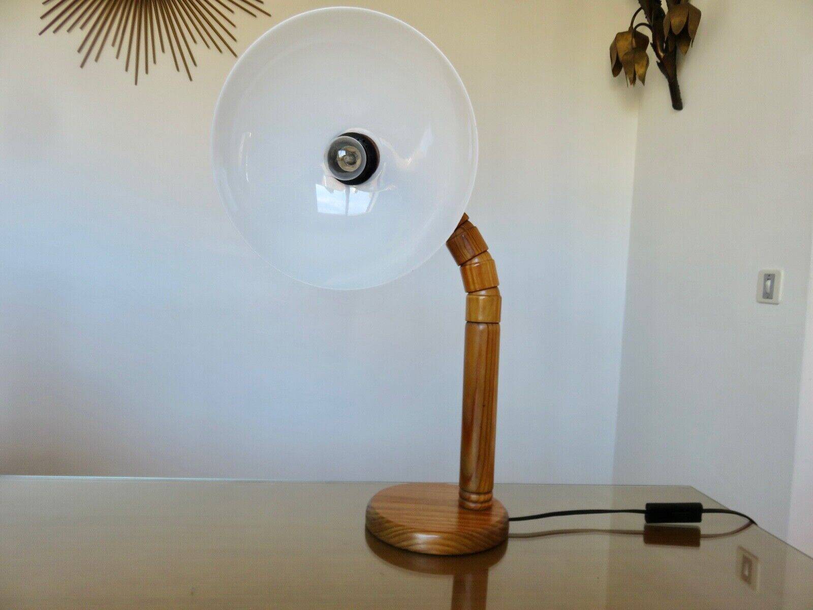 Scandinavian articulated lamp in pine and plastic 1970