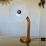 Scandinavian articulated lamp in pine and plastic 1970