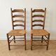 Set of 6 antique cherry wood chairs in ladder style.