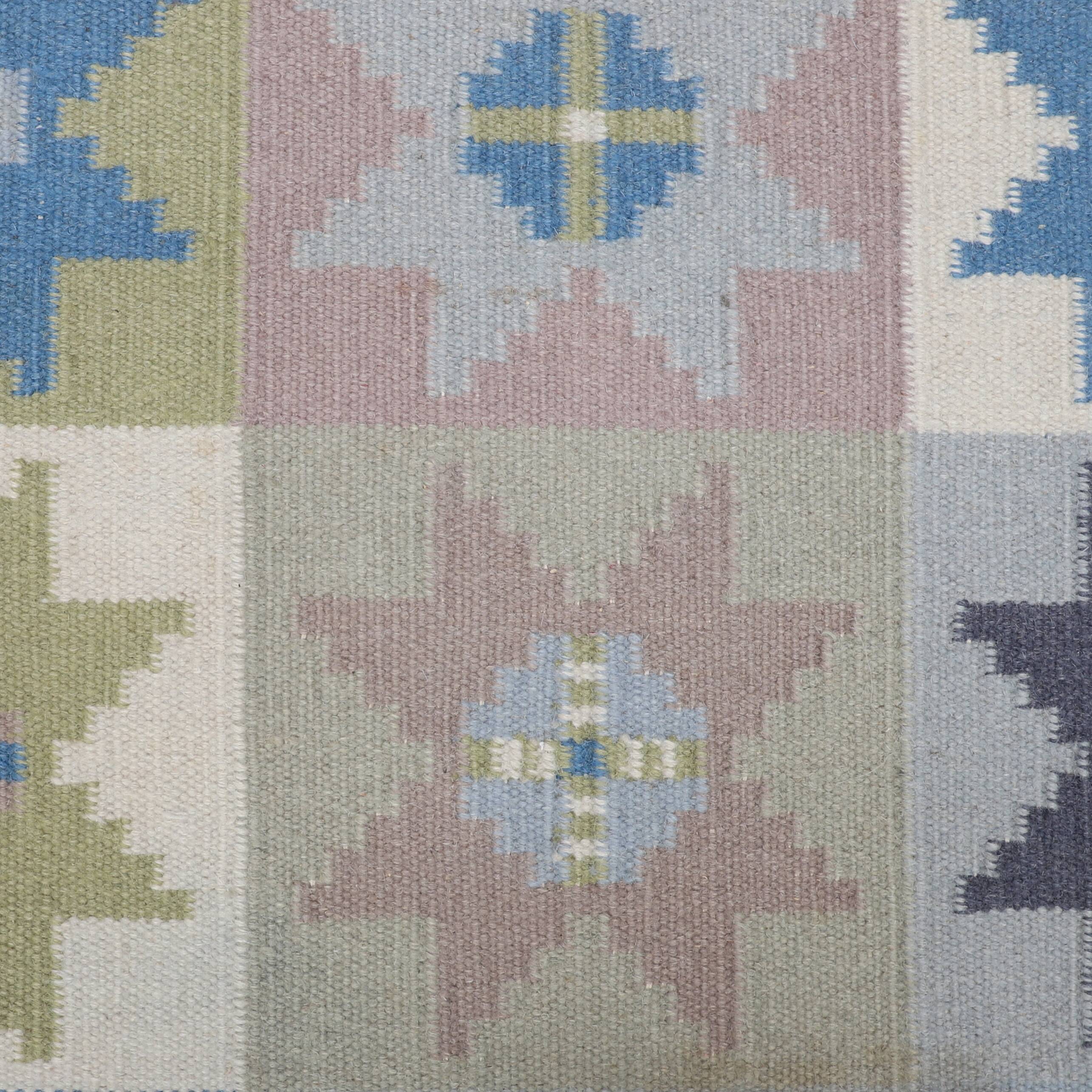 Swedish Röllakan wool rug – 240 x 170 cm – handwoven, 1960s