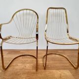 Paire de chaises en laiton de style mid-century, conçues par Gastone Rinaldi, Italie, années 1970