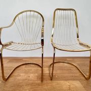 Pair of mid-century brass chairs designed by Gastone Rinaldi, Italy, 1970s
