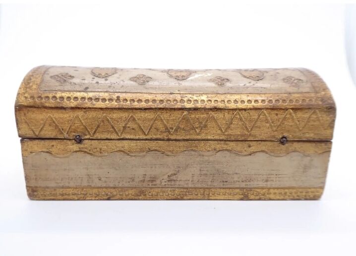 Florentine wooden stamp box, vintage Italy