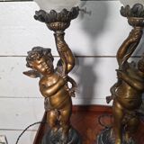 Pair of putti angel lamps from the 19th century.
