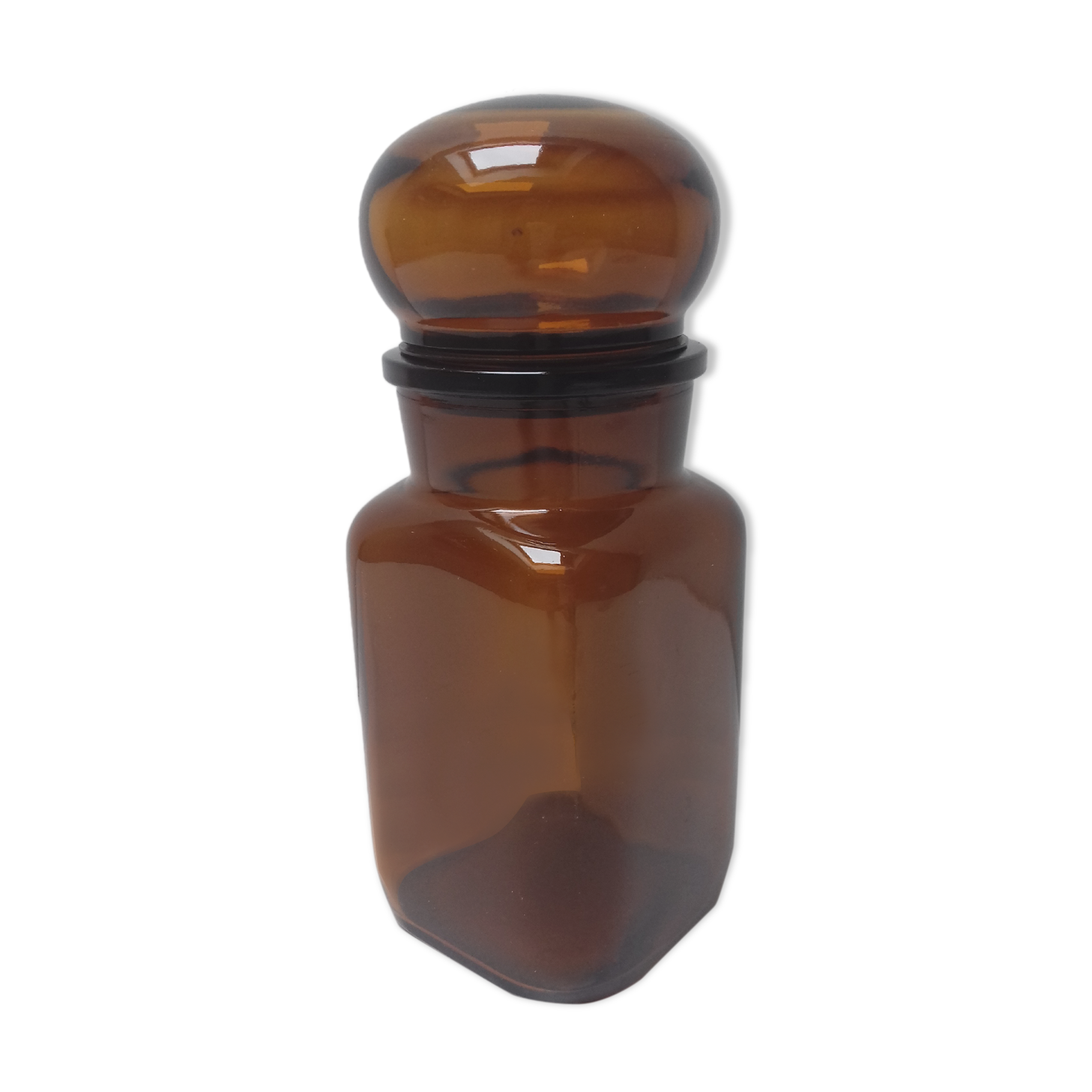 Pot apothicaire en verre marron vintage