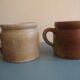 lot of 2 old rustic decorative stoneware pots
