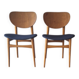 Pair of teak dining chairs with navy blue covers, Denmark 1960s