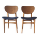 Pair of teak dining chairs with navy blue covers, Denmark 1960s
