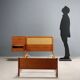 Lit vintage design with bedside table, teak veneer, fabric, 1960s.
