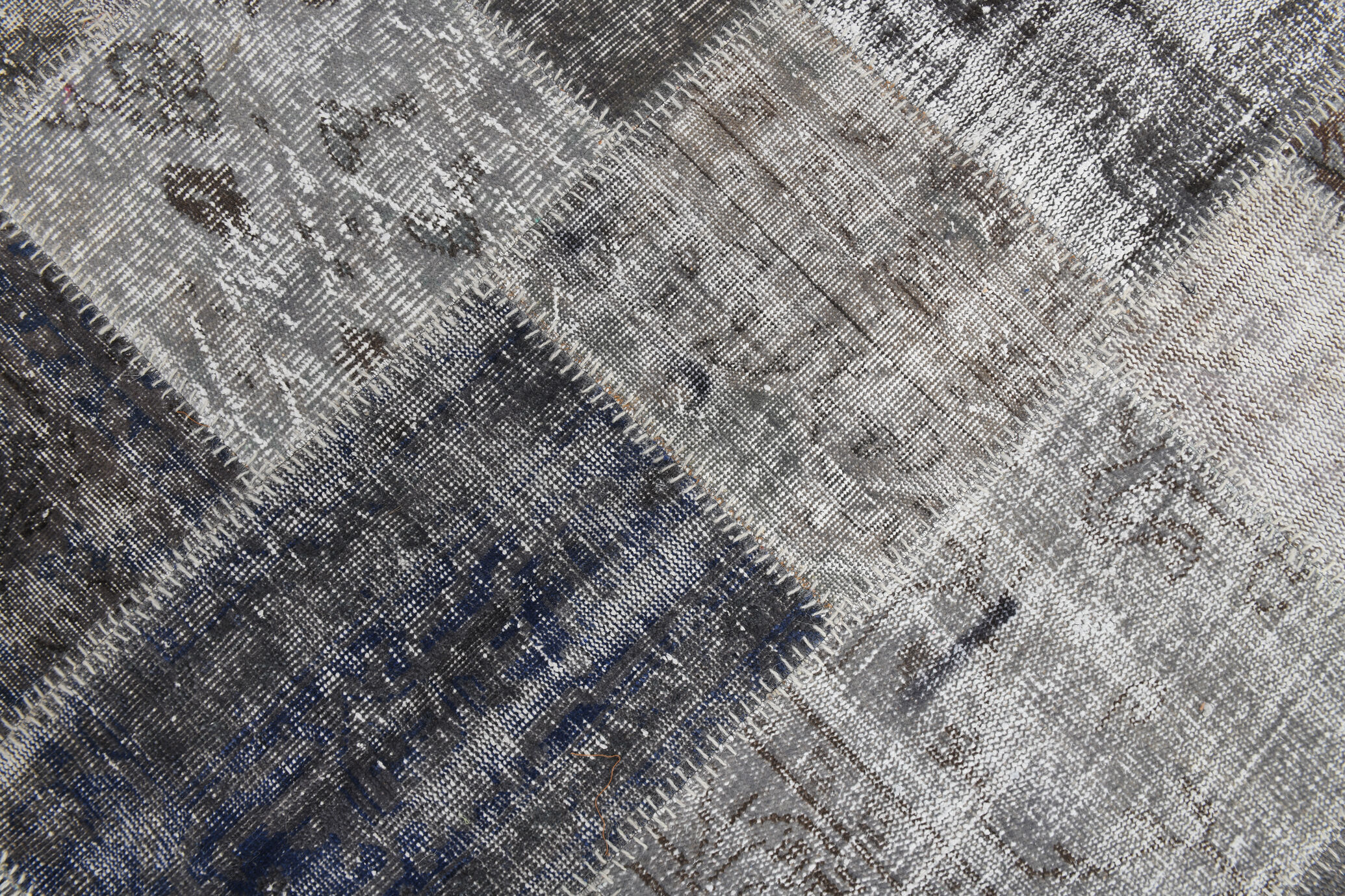 Gray tones turkish patchwork rug 308x201cm
