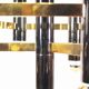 Brass & gunmetal geometric chandelier by "Boulanger S.A."