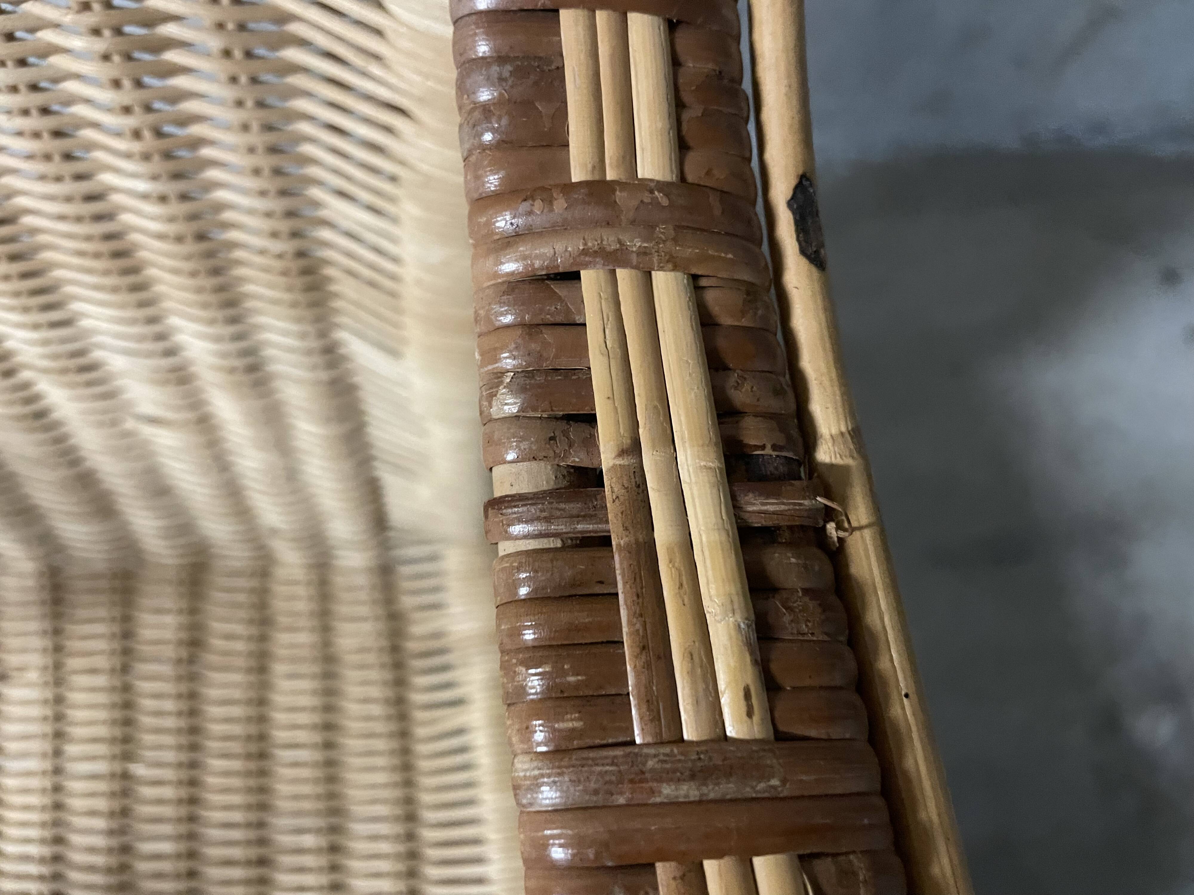 Rattan and wicker armchair from the 1970s.