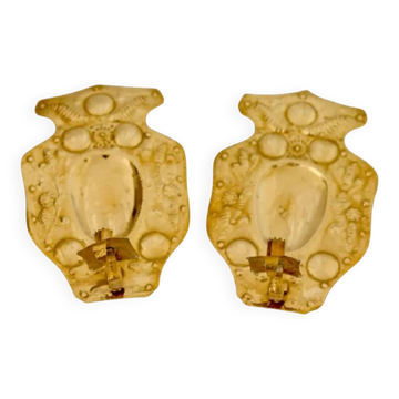 Baroque Style Mid-Century Brass Swedish Sconces