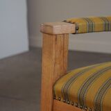 Pair of Art Deco armchairs in oak and fabric, Danish cabinetmaker, 1940s