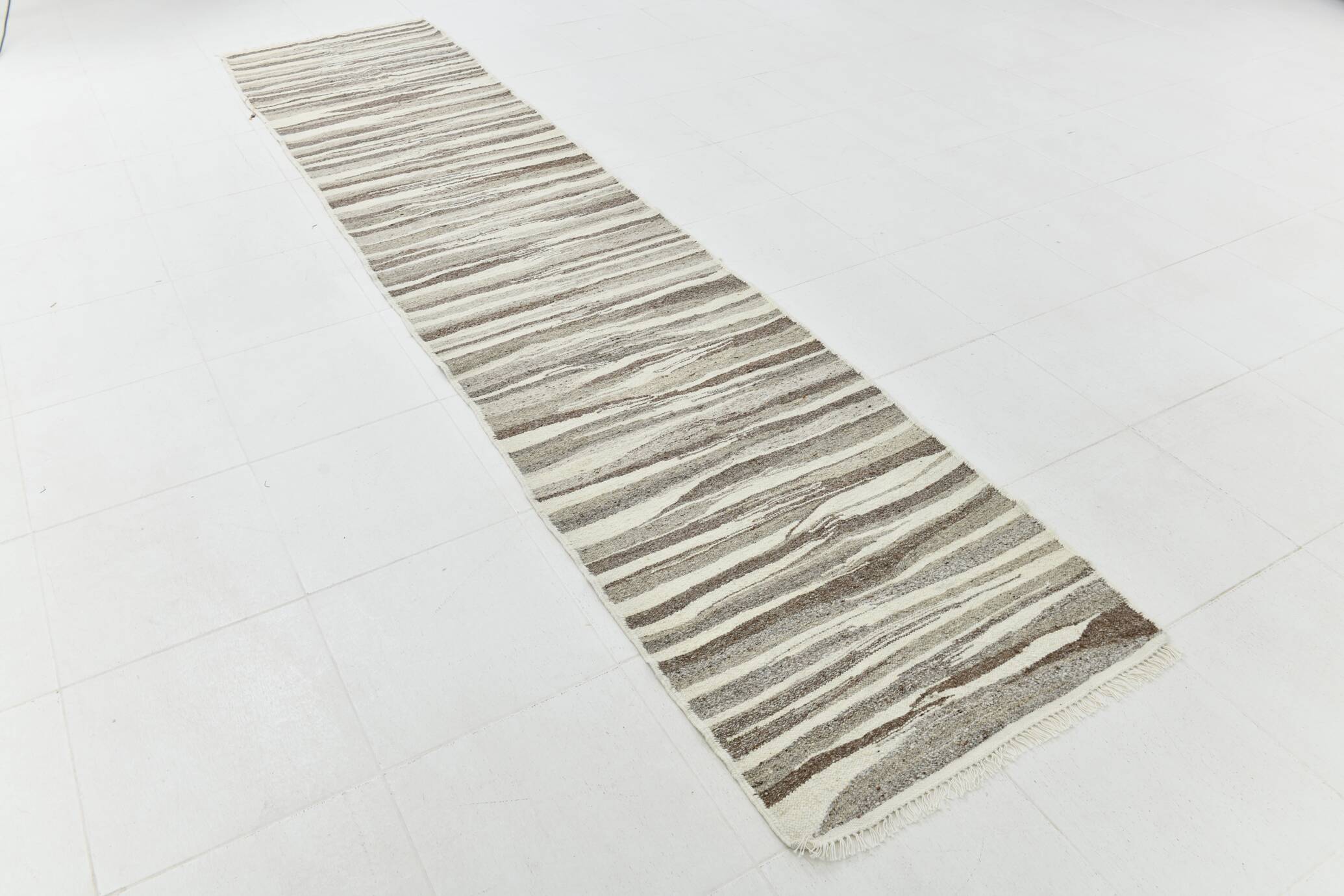 Vintage Ethnic Striped Kilim Runner Rug, 79x356Cm