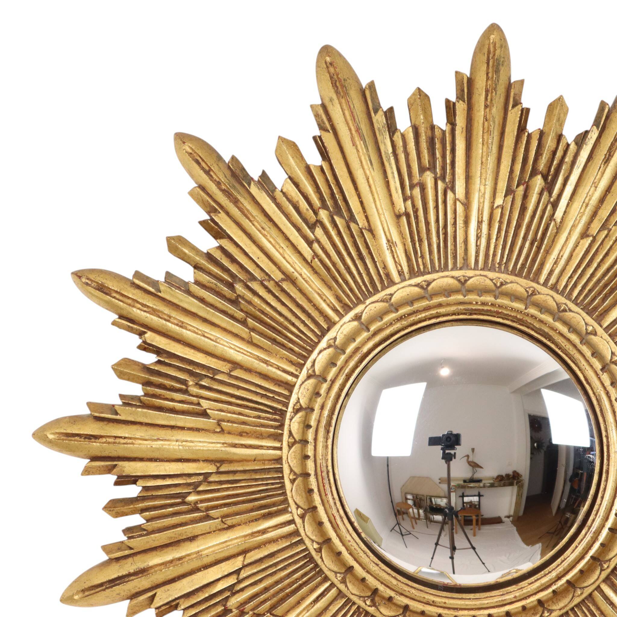 Gold Leaf Sunburst Mirror (Resin, 56cm)