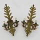 Pair of gold metal wall lights with turquoise glass inlay. 70