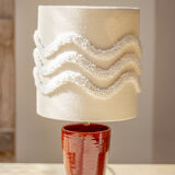 Earthenware pot lamp and lampshade with punch needle wave pattern