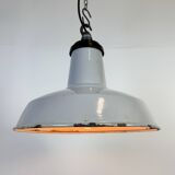 Industrial Grey Enamel Factory Pendant Lamp, 1960s