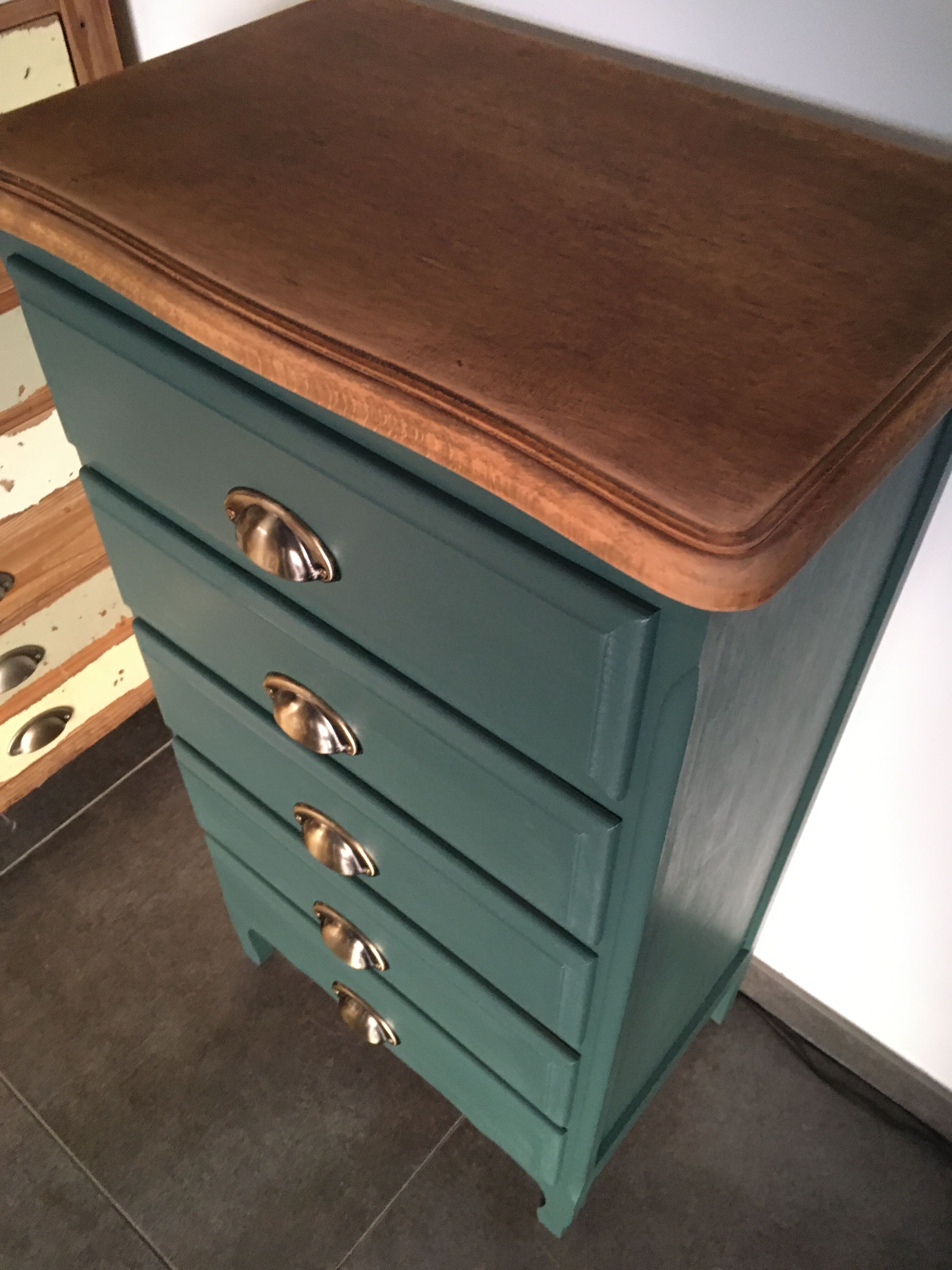 Chiffonnier 5 sage green drawers