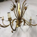 Golden chandelier of the 70s joncs decorations