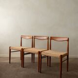 Chaises de salle à manger vintage en teck danois par H.W. Klein pour Bramin, années 1960, ensemble de 3