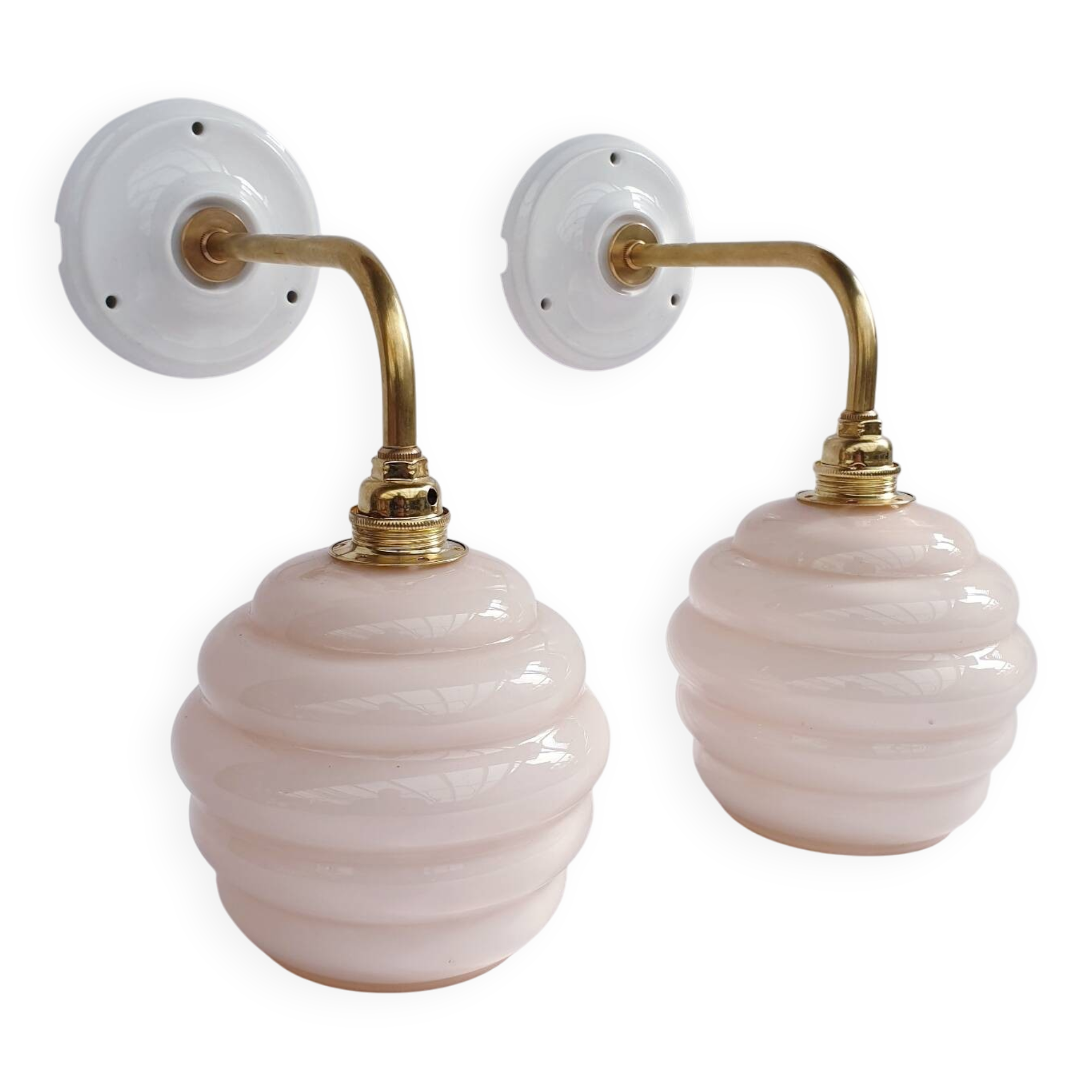 Swan neck and glass globe wall lights