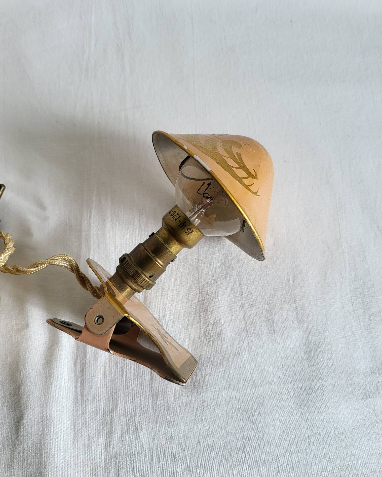 Ancienne Lampe à Pince Champignon Tole Vintage
