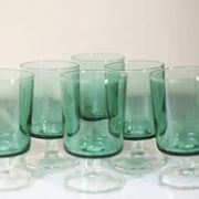 6 anciens verres à digestif luminarc vert clair h7 cm