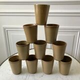 Set of 10 sandstone glasses Digoin Sarreguemines 70s