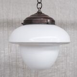 Mid-century french glass two tone opaline pendant light