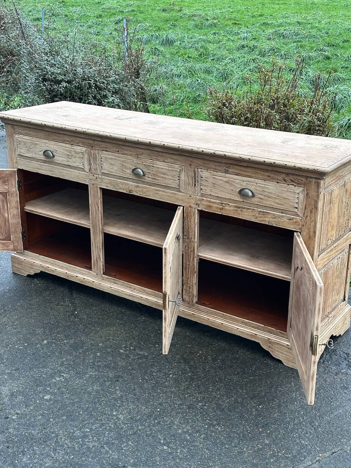 Raw wood sideboard