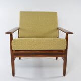 Fauteuil scandinave jaune chiné