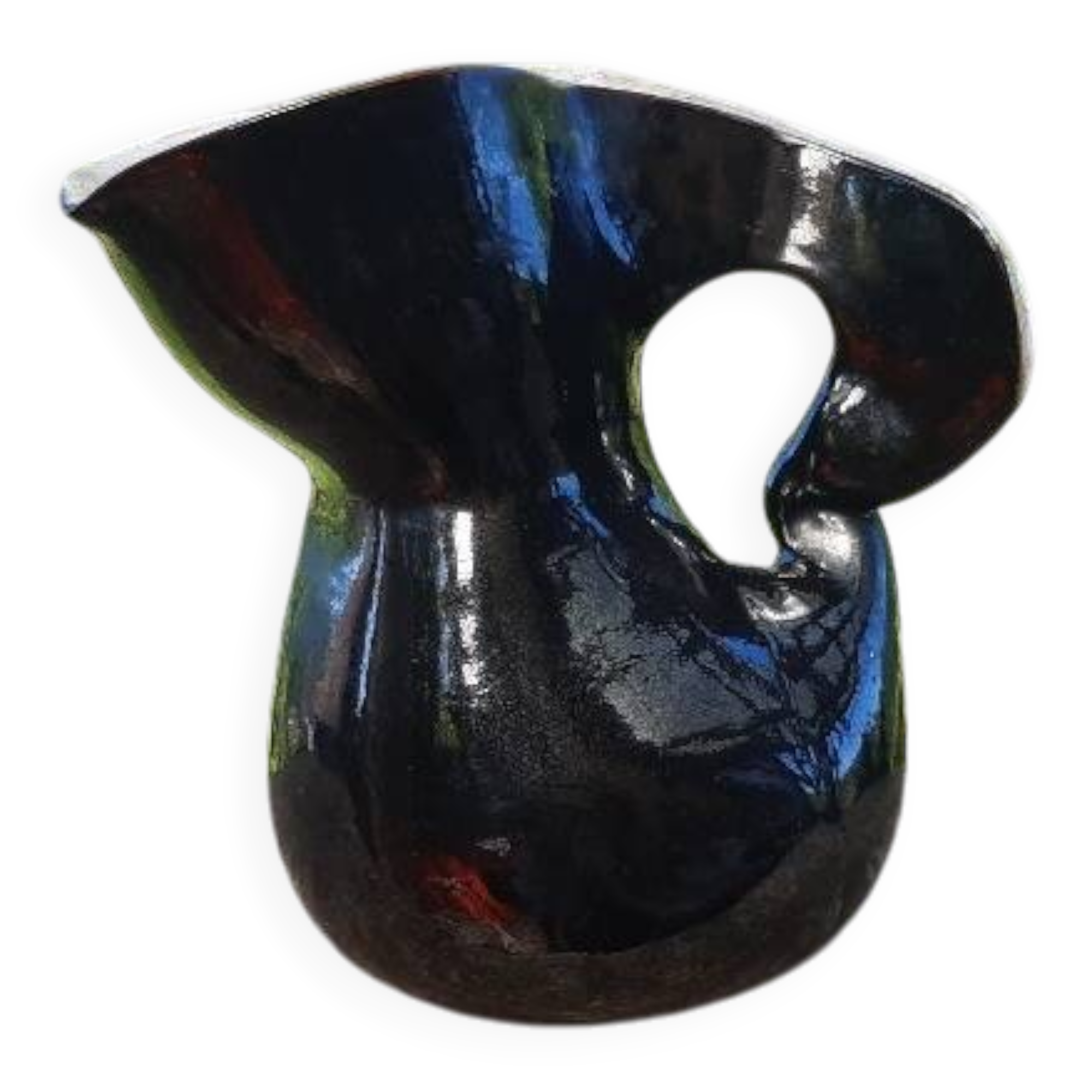 Enamelled terracotta pitcher, France, 1950s