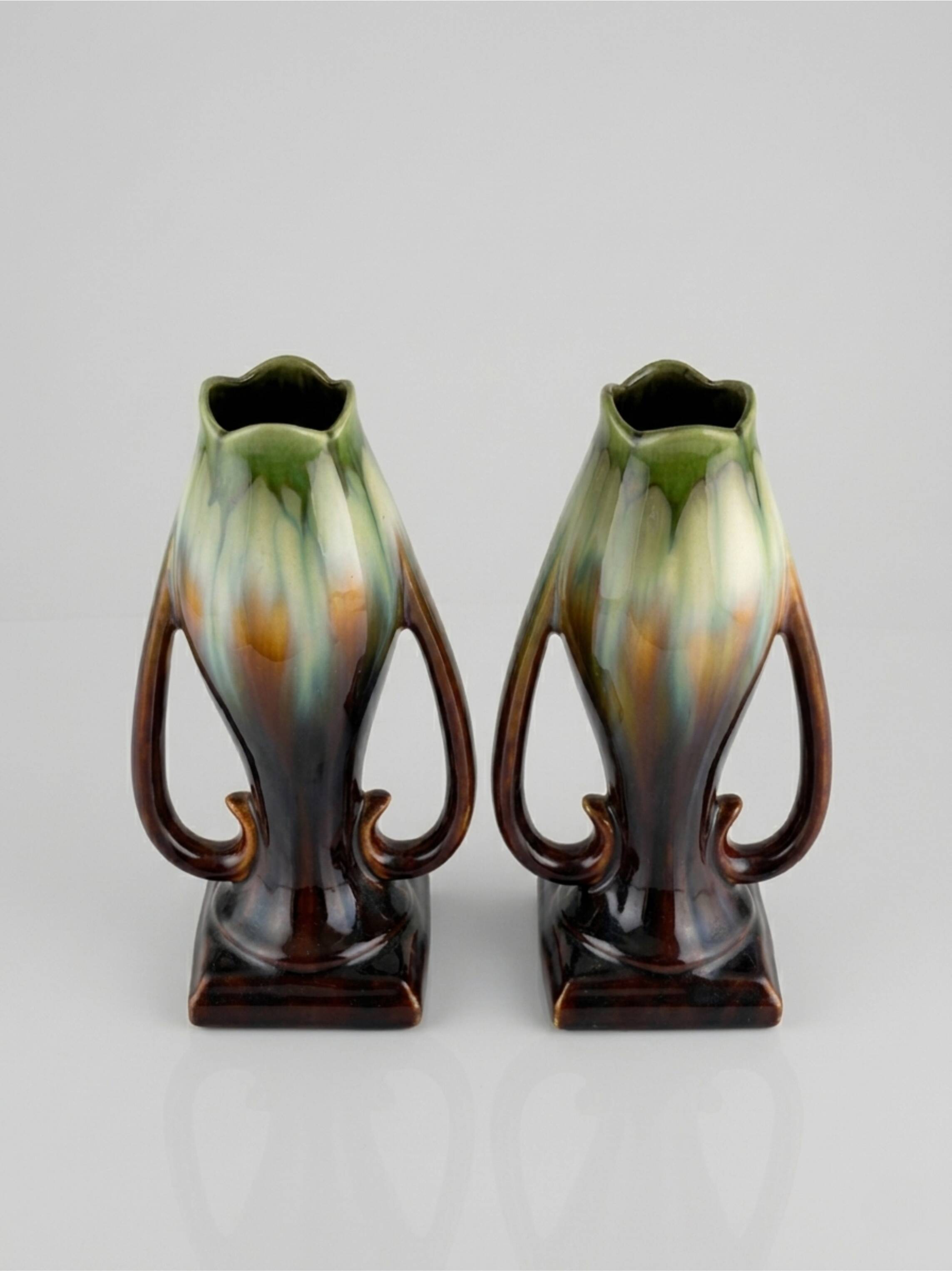 Pair of Art Deco vases – Thulin Faience (attributed) – Belgium – 29cm