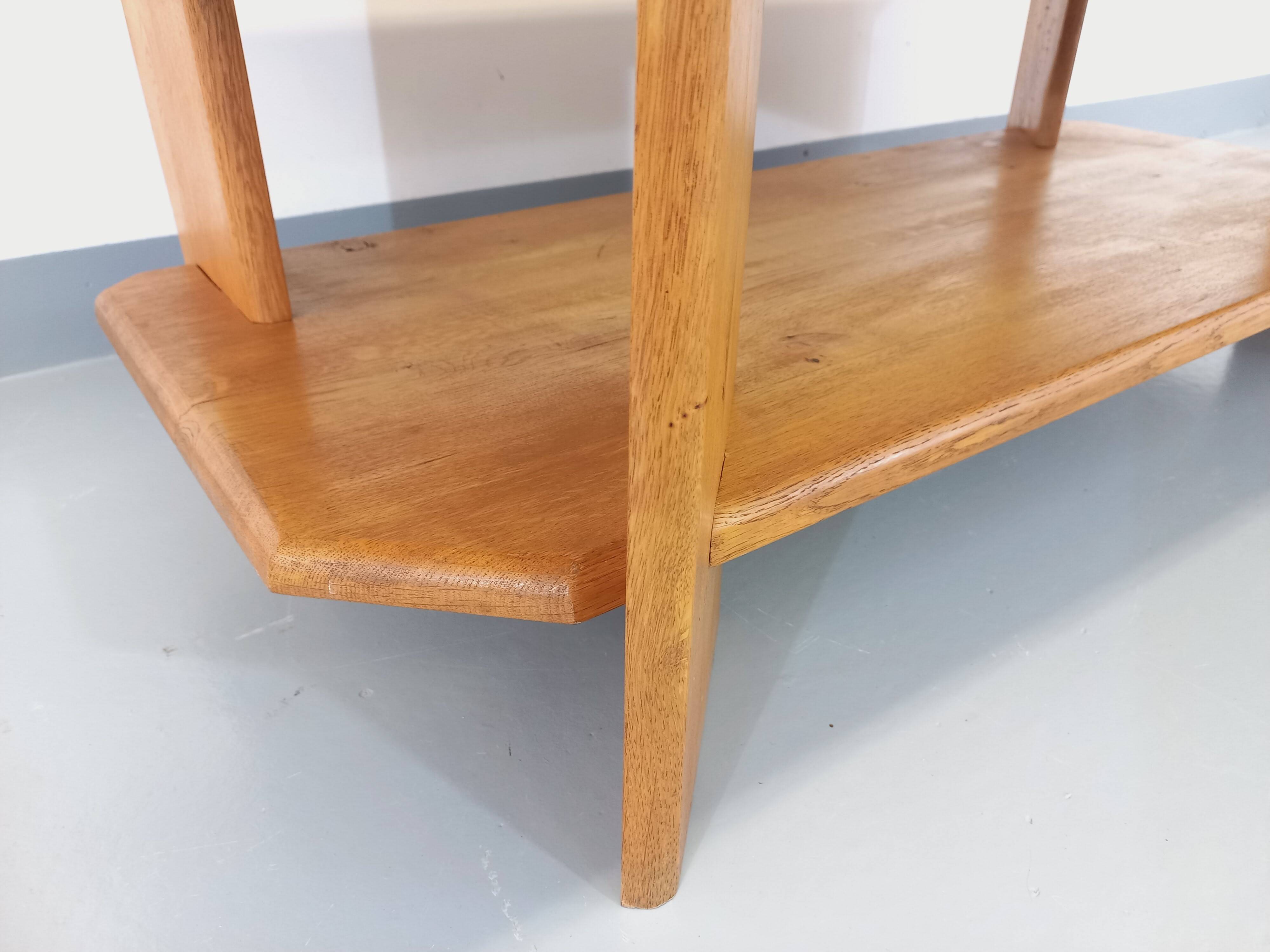 Vintage solid oak coffee table from the 70s 80s Perriand Regain Chapo style