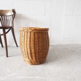 rattan basket with lid 70s