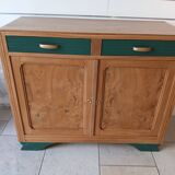 Buffet in elm burl, restyled in green and wood