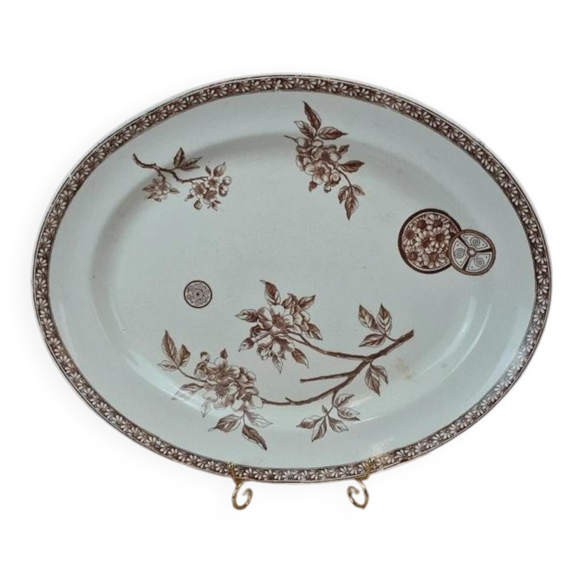 Large antique oval dish 🌿 Ironstone – Grand Dépôt Paris – 19th century