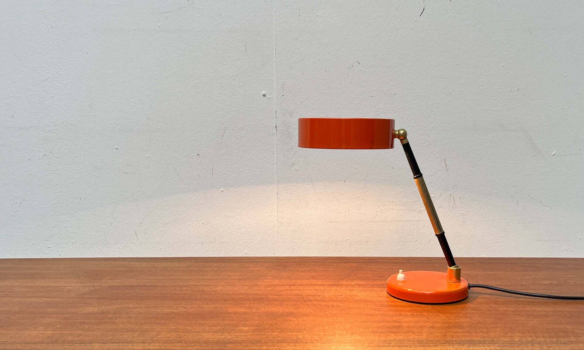 Mid-century minimalist orange table lamp, Italy, 1960s.