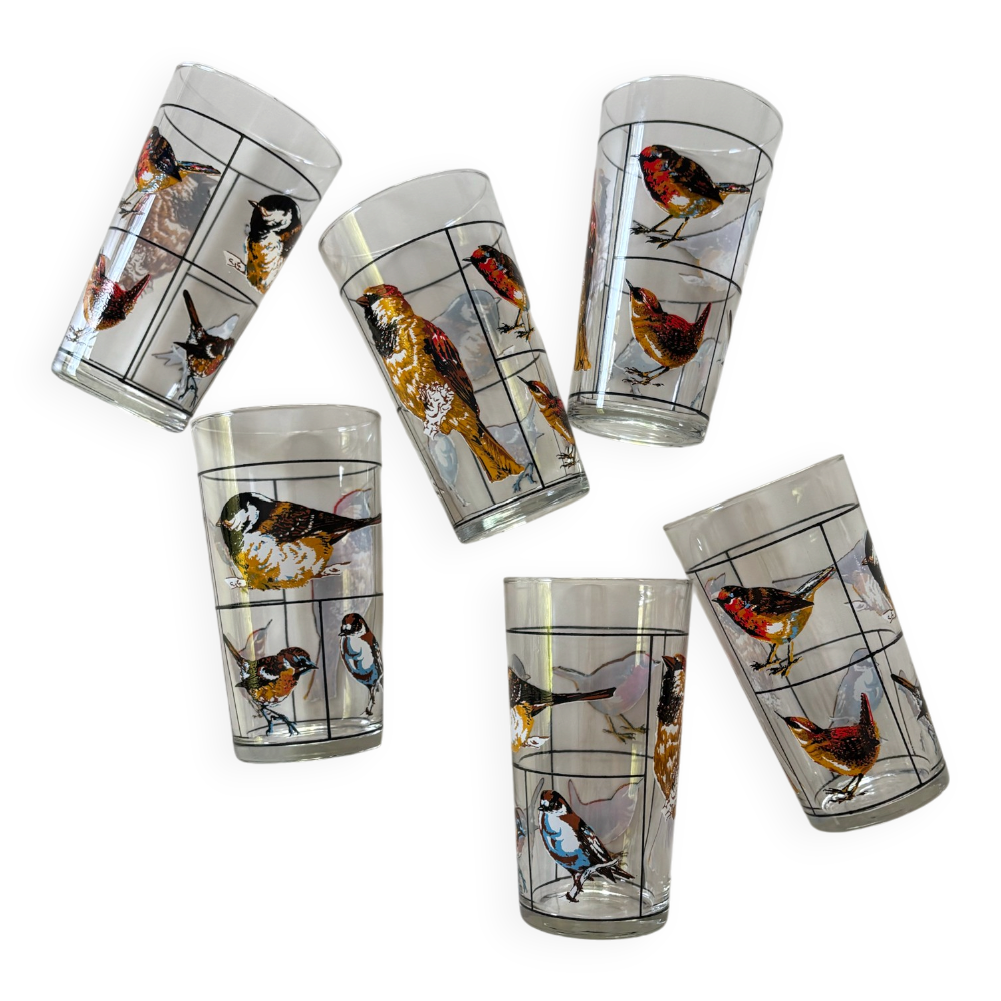 Verres à décor d’oiseaux