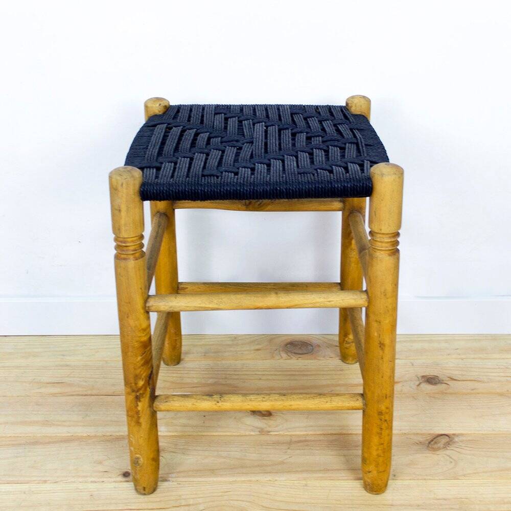 Danish Wood and Rope Stool, 1950s