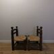 Paire de chaises en bois, assises paillées