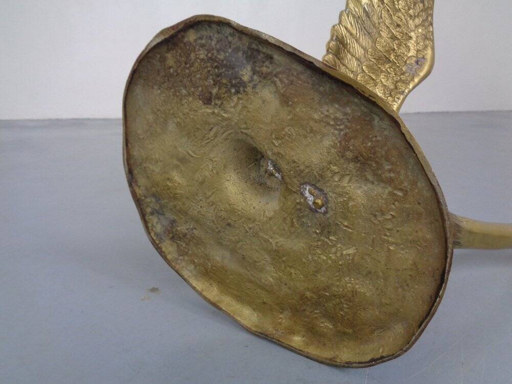 French Swan Coffee Table in Brass and Glass, 1960s