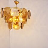 Mid century glass disk chandelier, 1970s