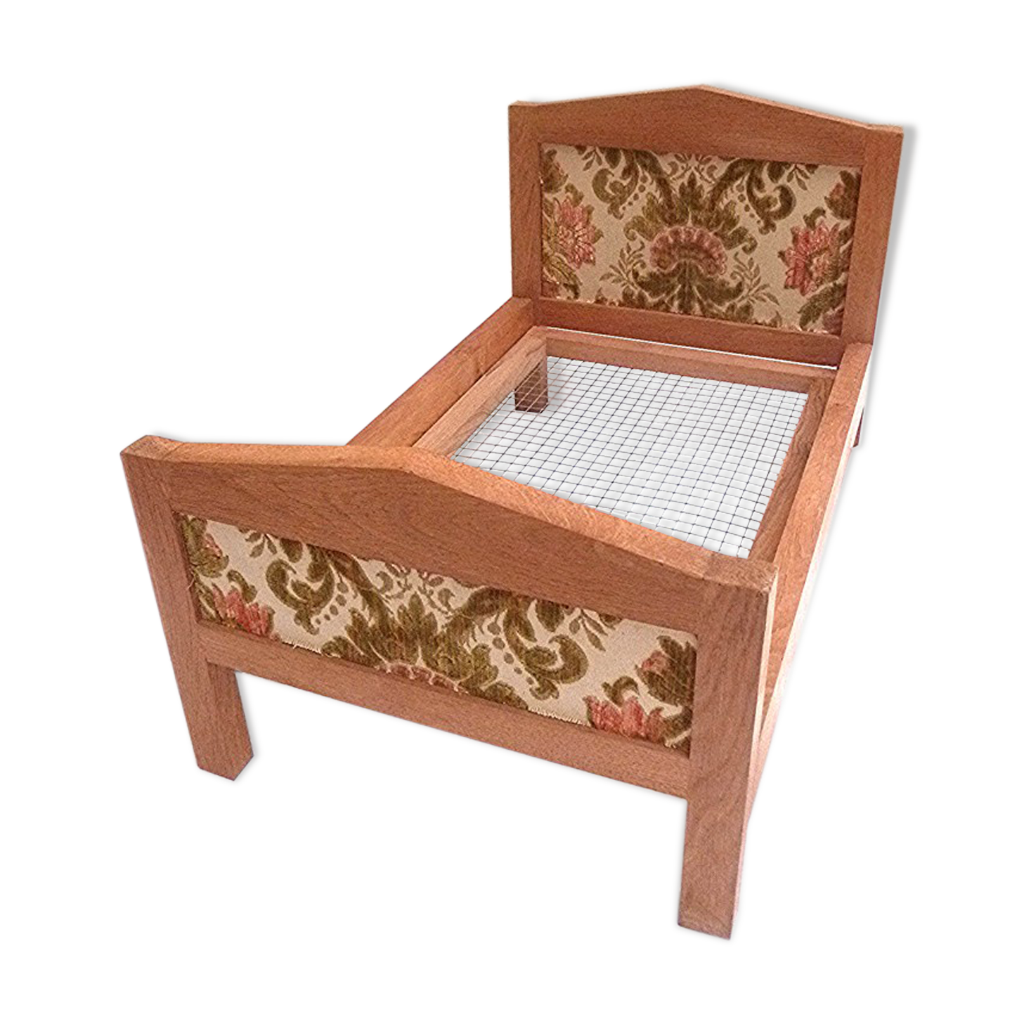 Vintage handcrafted wooden doll bed