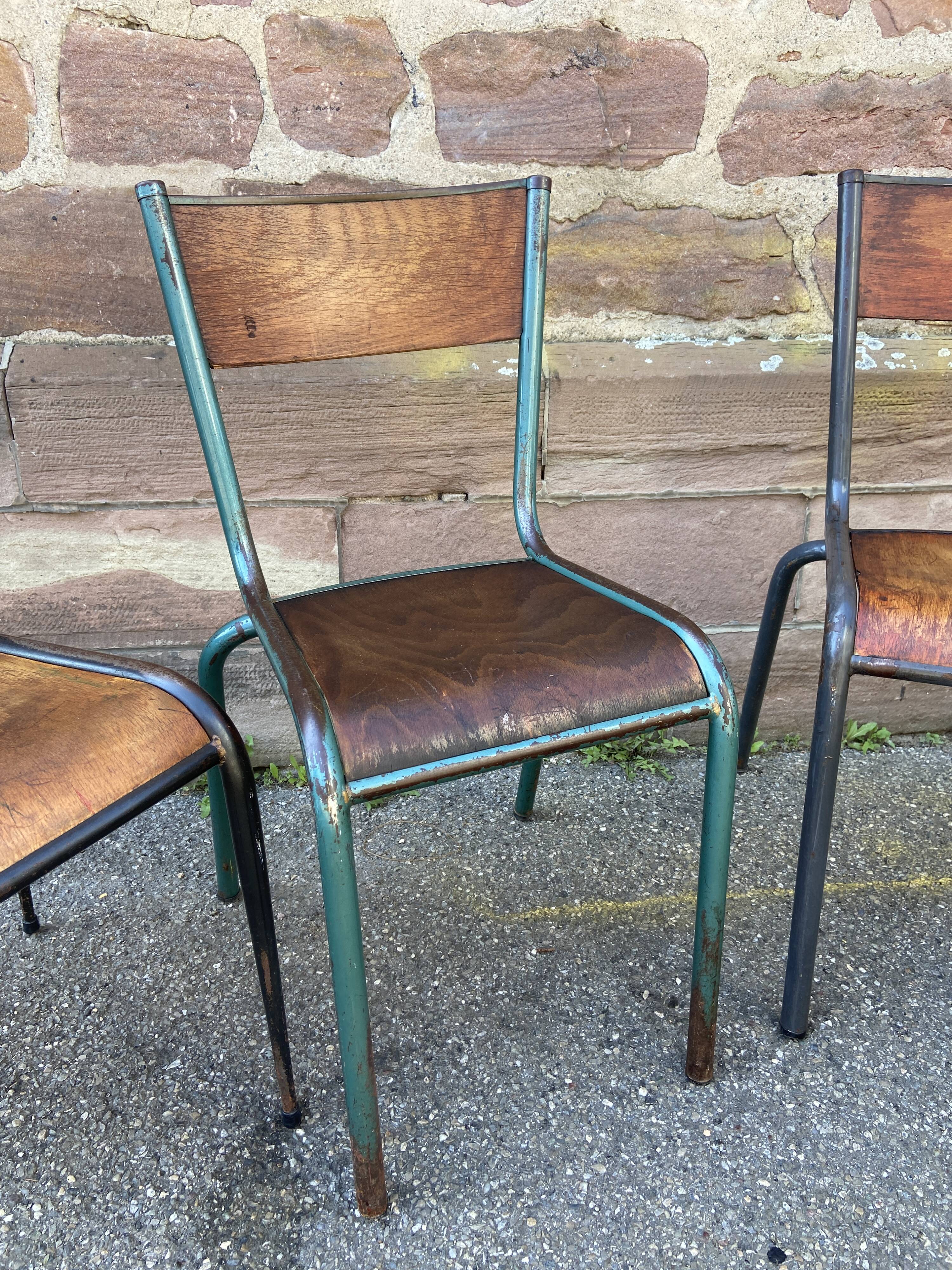 6 chaises école dépareillées industrielle école vintage collectivités Mullca