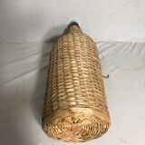 Bonbonne ancienne rotin osier tressé + anse bouteille vintage
